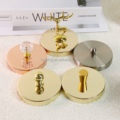 Gold Handle Candle Lid Accepts Custom logo Metal Candle Decorative Airtight Jar Lid for Dust Prevention Keep Candle Fragrance