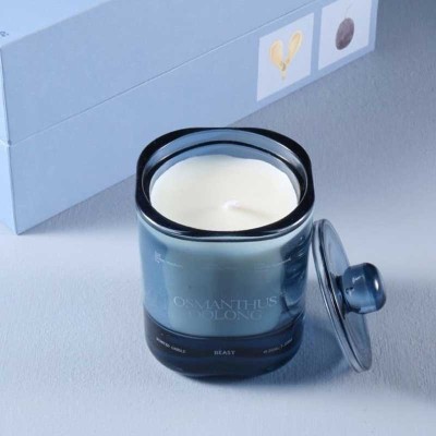 Customized Glass Candle Jar with Natural Crystal Rocks and Furniture Accessories