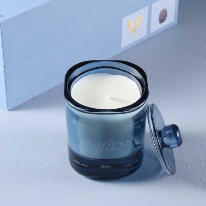 Customized Glass Candle Jar with Natural Crystal Rocks and Furniture Accessories