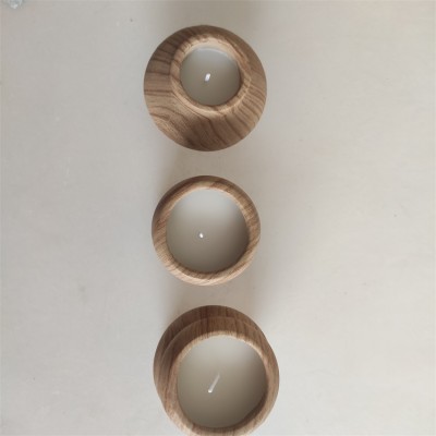 Custom Luxury Ceramic Wooden Dough Bowls Wholesale for Candles 6 oz Wood Grain Empty Candle Jars for Home Decor