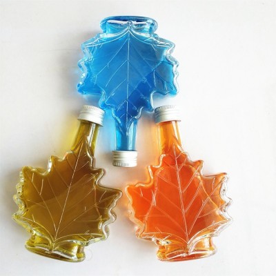 Latest Leaf Shape Engraving Liquor Bottle Long Neck Rum Vodka Whiskey Glass Bottle