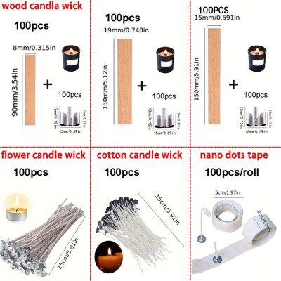 Scented Candle Making Kit Handmade Tools Gifts Multi Style Eco Friendly Candle Wicks Metal Base Nano Dots Tape Acrylic Stickers