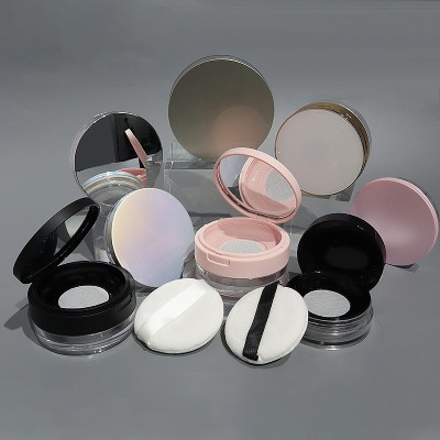 Wholesale 6g Plastic Powder Jar 10g 20g Flip Lid Loose Powder Box with Mirror for Setting Makeup