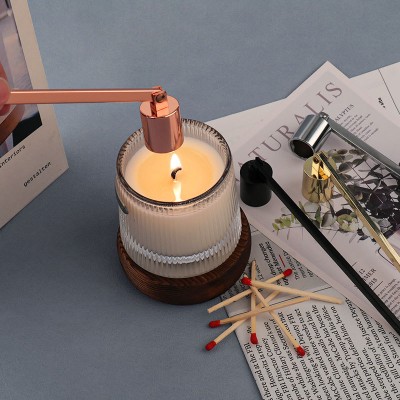 Golden Scented Candle Extinguisher Bell Shaped Stainless Steel Long Handle Candles Accessories Tools Candle Wick Snuffer