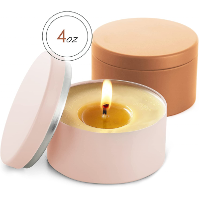 4oz 6oz 8oz 12oz Custom Seamless Colorful Candle Tin Cans Fancy Festival Metal Candle Can Luxury Candle Tin with Lid 4oz