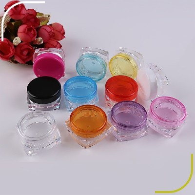 3G/5G Cream Bottle Square Bottom Gold Powder Cosmetics Trial Eye Shadow Box Manicure Bottled Plastic Acrylic Cap Material-PS