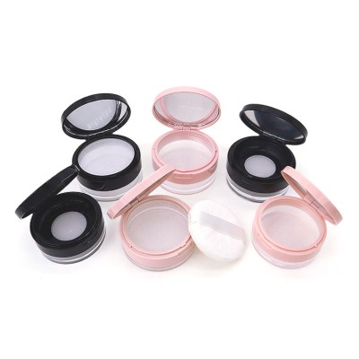 Wholesale 6g Plastic Powder Jar 10g 20g Flip Lid Loose Powder Box with Mirror for Setting Makeup