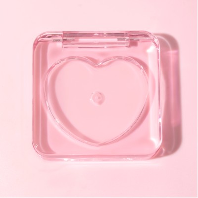 Transparent Plastic Cosmetic Packaging Square Single Color Heart Inner Compartment Eye Shadow Blush Palette Embossing Varnishing