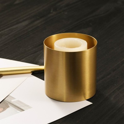 Custom European-style Embossed Home Aromatherapy Aluminum Cup Vacuum Plating Golden Fragrance Jar Round Creative Candle Cup