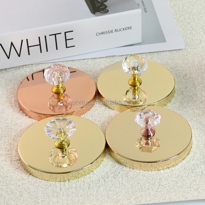 Gold Handle Candle Lid Accepts Custom logo Metal Candle Decorative Airtight Jar Lid for Dust Prevention Keep Candle Fragrance