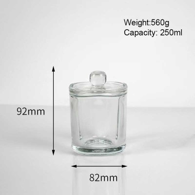 Customized Glass Candle Jar with Natural Crystal Rocks and Furniture Accessories