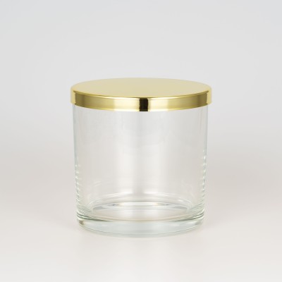 Custom Luxury Shiny Gold Plated Candle Jar Lid Metal Gold Candle Lid with Silicone Sealing Ring