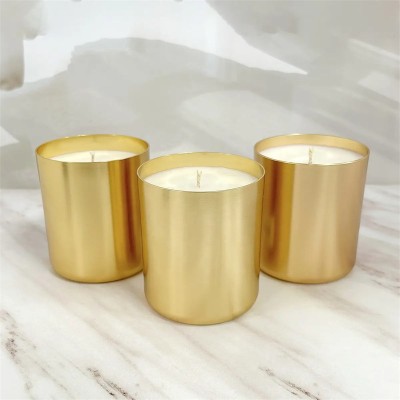 Customization Simple Candle Jar Bronzing Craft Black Gold Silver Aluminum Aromatherapy Handmade Creative Empty Cup