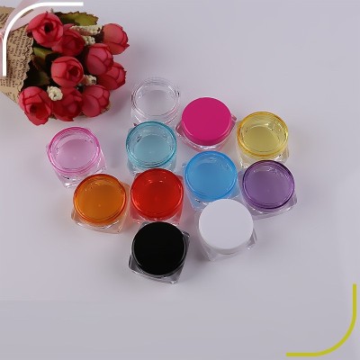 3G/5G Cream Bottle Square Bottom Gold Powder Cosmetics Trial Eye Shadow Box Manicure Bottled Plastic Acrylic Cap Material-PS