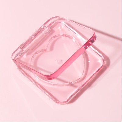 Transparent Plastic Cosmetic Packaging Square Single Color Heart Inner Compartment Eye Shadow Blush Palette Embossing Varnishing