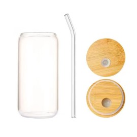Sublimation Blank Glasses Mug Tumbler Cola Bottle Soda Shape 16oz Beer Glass Can With Lid and Straw