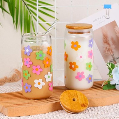 Sublimation Blank Glasses Mug Tumbler Cola Bottle Soda Shape 16oz Beer Glass Can With Lid and Straw