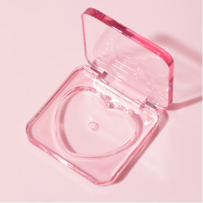 Transparent Plastic Cosmetic Packaging Square Single Color Heart Inner Compartment Eye Shadow Blush Palette Embossing Varnishing