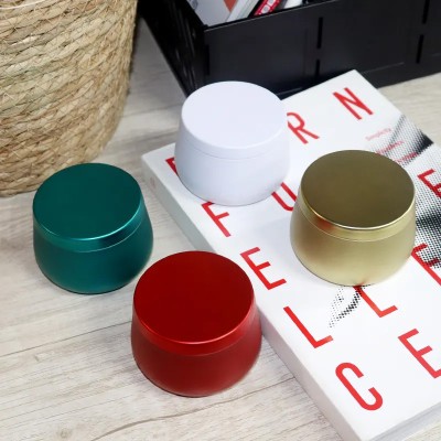 Custom Indoor Home Furnishing Candle Small Size Color Round Fragrance Electroplated Metal Sealing Lid Fragrance Pot Empty Cup