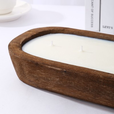 Handmade Multiple Wicks Candle Big Candle Jars Luxury Big White Multi-Wick Wooden Basin Scented Candle