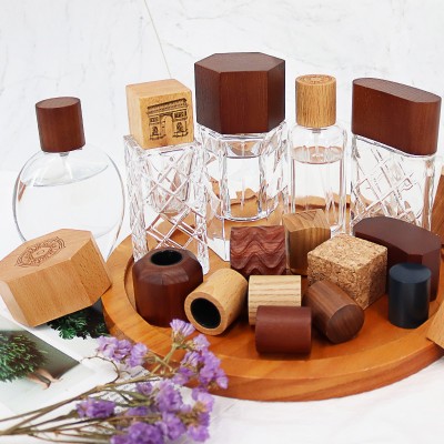 Vietnam Wholesale Natural Cork Bamboo Glass Perfume Bottle Seal Cap Wooden Lid