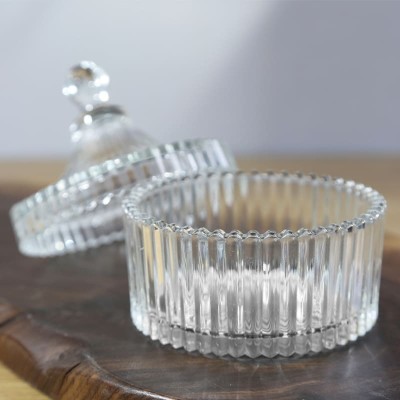 Luxury Crystal Glass Candle Jars - Clear Round Bottom, 10oz (300ml), Empty Vessel Holders With Glass Lids