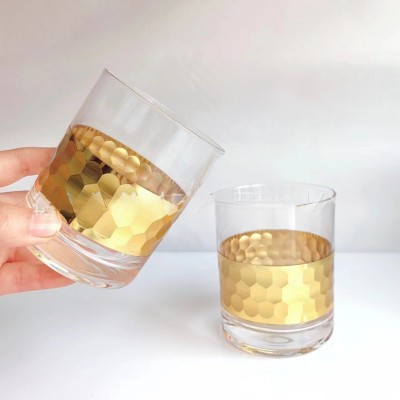 Ins Simple Hammer Glass Crystal Light Luxury High-end Honeycomb Rose Gold Wine