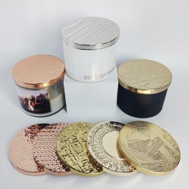 Custom Logo Brand Metal Candle Lid Shiny Gold Silver Black Decorative Scented Candle Jars Lid Dust Proof to Maintain Fragrance