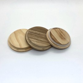 Customized Round Antique Style Ash Wood Candle Wooden Lid With Runner Gasket Fo Jars Glass Candle Blank Matted Cup