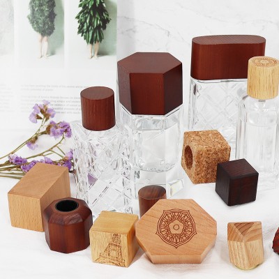 Vietnam Wholesale Natural Cork Bamboo Glass Perfume Bottle Seal Cap Wooden Lid