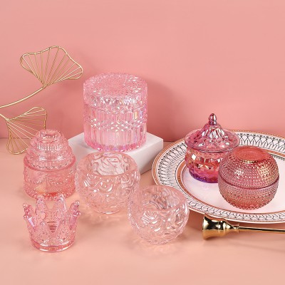 Custom Made Luxury Glass Candle Holder Container Crystal Candle Jars for Wedding Decorations or Home Use for Christmas