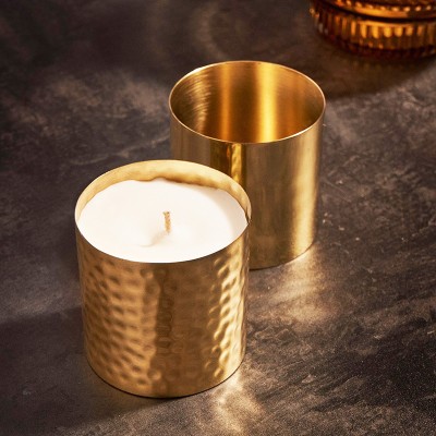 Custom European-style Embossed Home Aromatherapy Aluminum Cup Vacuum Plating Golden Fragrance Jar Round Creative Candle Cup