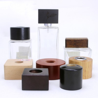 OEM Factory Direct Custom Color Shape Premium Wooden Bamboo Material Round Cap Lids for Perfume Bottles