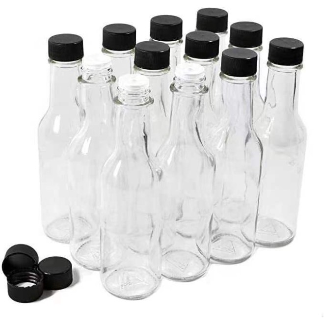 Wholesale Empty 150 Ml 5 Oz Woozy Hot Sauce Bottle Ketchup Sauce Chili Vinegar Glass Bottles With Plastic Cap