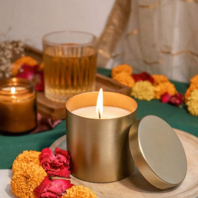 Custom Aromatherapy Candle Aluminum Jar Home Decoration Solid Balm Round Jar Double-layer Anti-rust Frosted Metal Jar