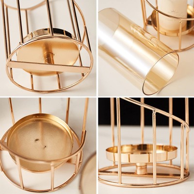 Hot Selling Crystal Golden New Design Round Home Party Wedding Decoration Transparent Light Luxury Glass Candle Jar