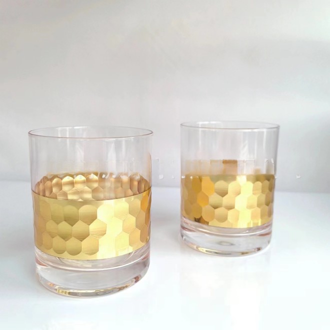 Ins Simple Hammer Glass Crystal Light Luxury High-end Honeycomb Rose Gold Wine