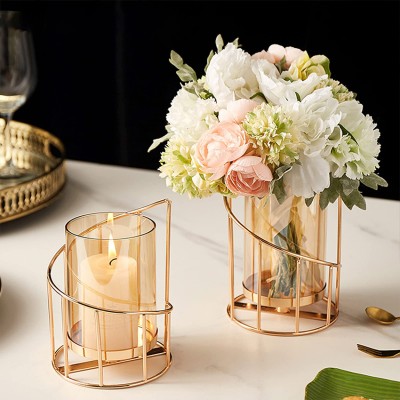 Hot Selling Crystal Golden New Design Round Home Party Wedding Decoration Transparent Light Luxury Glass Candle Jar