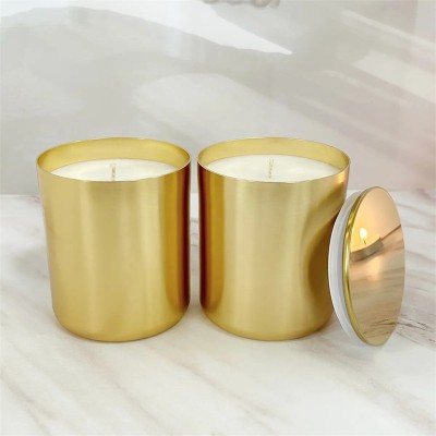 Customization Simple Candle Jar Bronzing Craft Black Gold Silver Aluminum Aromatherapy Handmade Creative Empty Cup