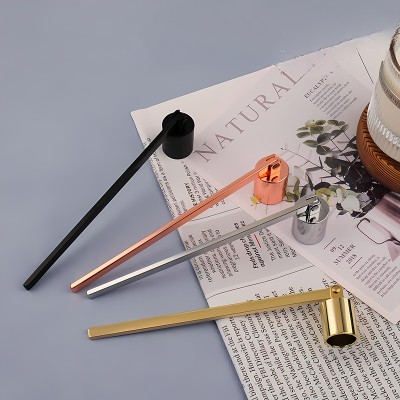 Golden Scented Candle Extinguisher Bell Shaped Stainless Steel Long Handle Candles Accessories Tools Candle Wick Snuffer